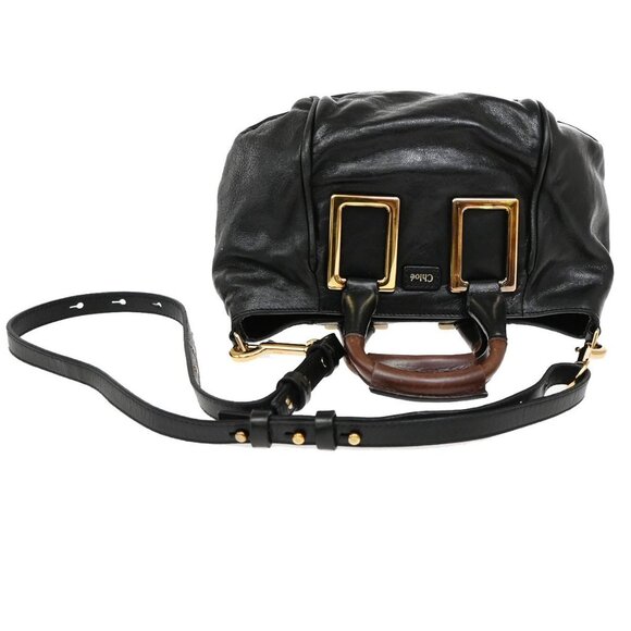 CHLOE Logo Ethel 2Way Mini Shoulder Hand Bag Leather Black GHW - Picture 6 of 16
